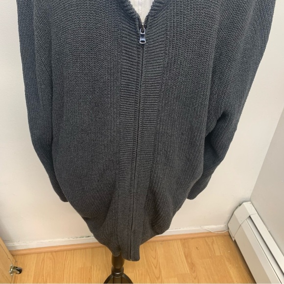 Mens Full Zip Sweater Cardigan 4X Gray All Cotton Collar Stretch  Casual Grandpa - Picture 3 of 10